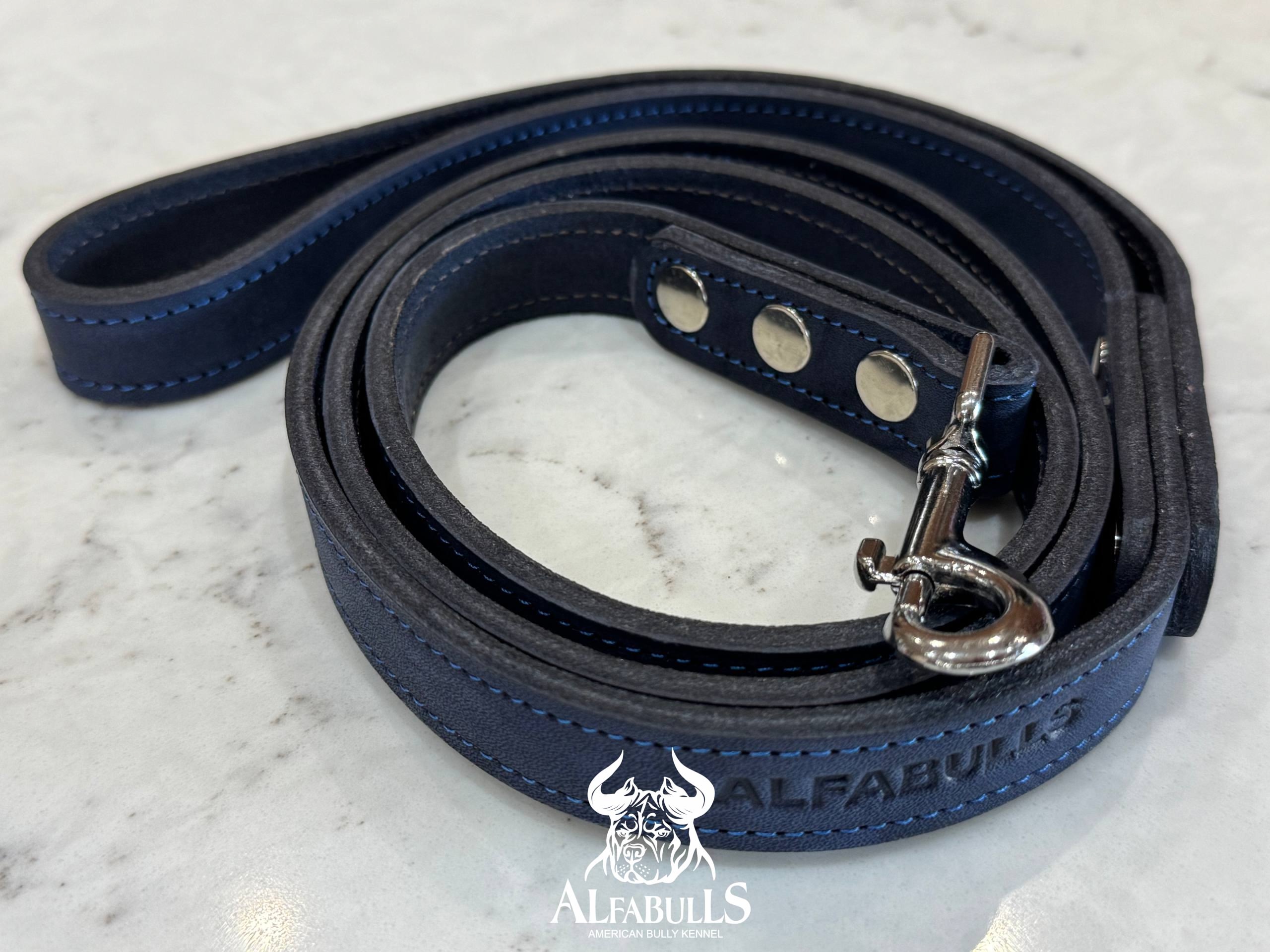 Поводок для собак из кожи (темно-синий) AlfaBulls