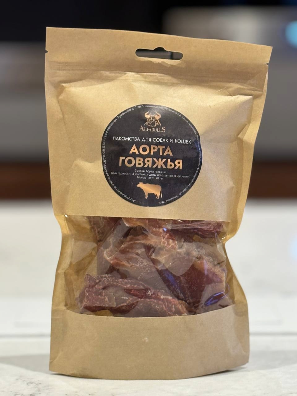 Лакомство аорта говяжья AlfaBulls